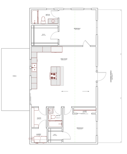 2 bed gable roof single story home - 1152sqft - Structural included!