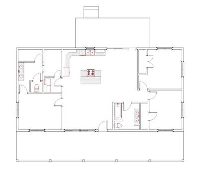 3 bed gable roof with gable deck single story home - 1500sqft - Structural plans included!