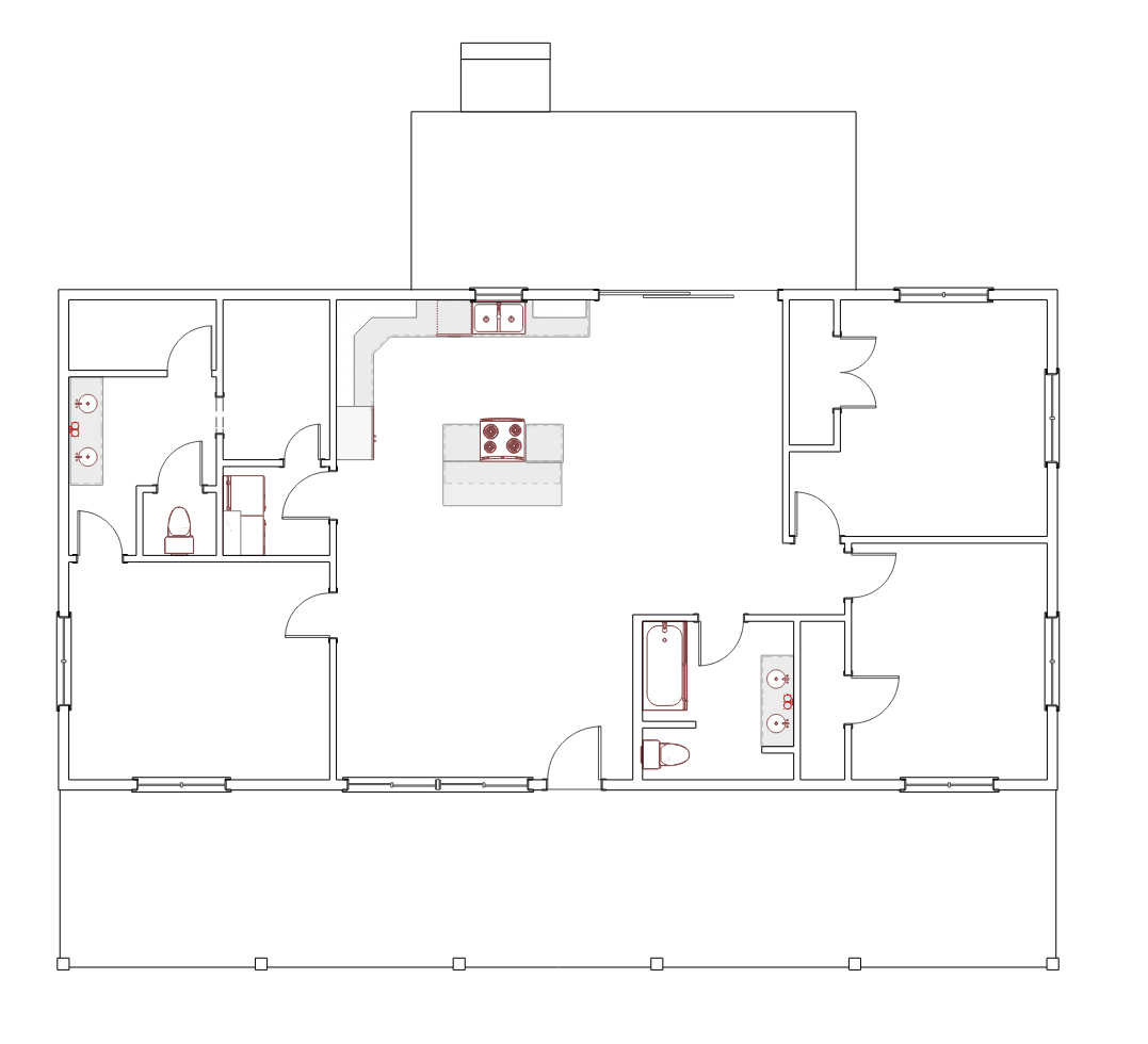 3 bed Shed roof with gable deck single story home - 1500sqft - Structural plans included!