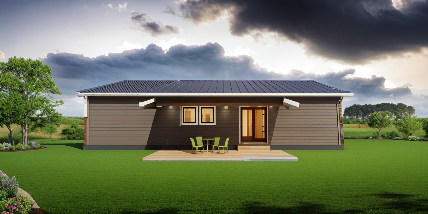 2 bed gable roof with gable deck single story home - 1152sqft - Structural included